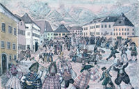 In+town+square%3b+aquarelle+by+Carl+von+Lutterotti%2c+the+oldest+depiction+of+Imster+Fasnacht%2c+around+1830+