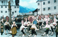 Fasnacht+at+Franziskusbrunnen+(St.+Francis+fountain)%2c+oil+painting+by+Thomas+Walch
